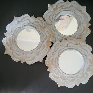 3 set white gold plastic frames with contemporary mirror.